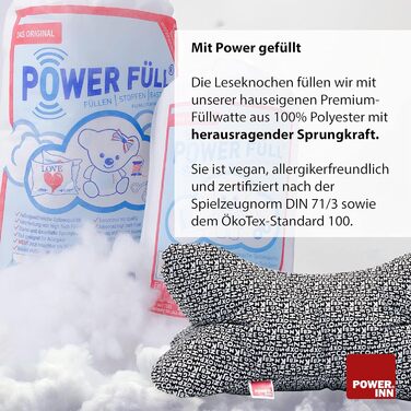 POWER INN Велике подушко-підголівник для читання 44x23 см | Подушка-підголівник як книжка-підставка та подушка для читання | Можна прати при 60°C з високоякісного дизайнерського друку 100% бавовни (бавовна, фіолетовий) Фіолетова бавовна