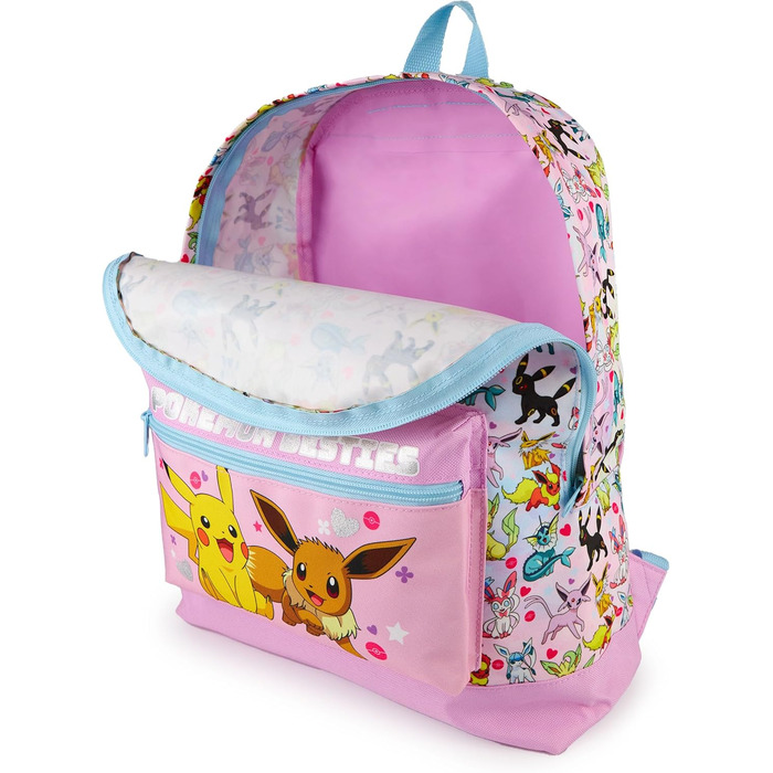Рюкзак Pokemon для дівчаток: рожевий, з блискітками, дизайн Eevee Besties та Pikachu | Просторий для школи та розваг