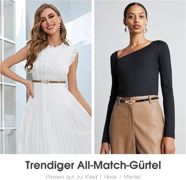 Жіночий тонкий шкіряний ремінь WHIPPY з золотистою пряжкою, 105 см (для талії до 95 см), чорний/коричневий