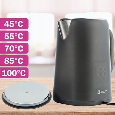 Електричний чайник Asato Pro Hot Grey, 1500 Вт, 1,7 л, сірий