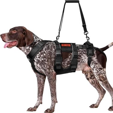 Шлейка для собак OneTigris SKYEWALKER, чорна, XL (39-64 кг) з регулюванням, для підтримки та реабілітації