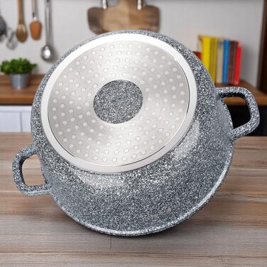 Набір каструль та сковорідок EliteHoff Induktion, 17 предметів, з антипригарним покриттям, для всіх типів плит, нержавіюча сталь, сірий, E-7031