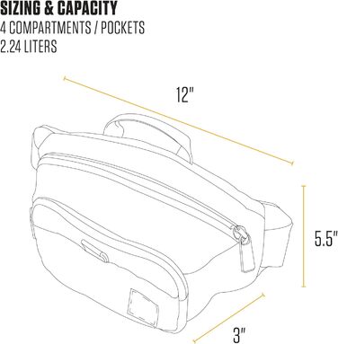 Сумка на пояс Carhartt Unisex чорного кольору, водонепроникна, регульована, міцна
