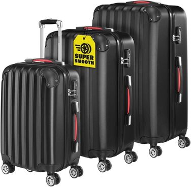 Набір валіз Monzana® Baseline 3шт (M-L-XL) з жорстким корпусом, 4 колеса, чорний