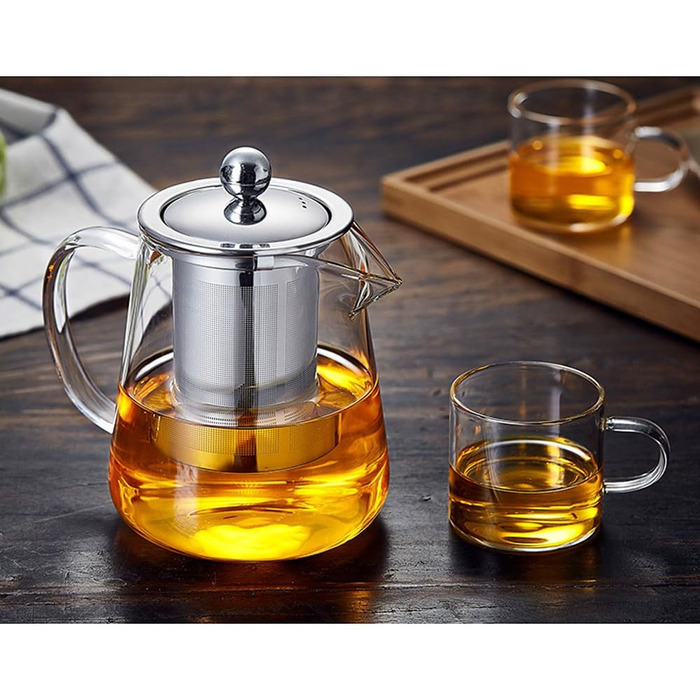 Скляний чайник із ситом із нержавіючої сталі для заварювання чаю, 750 мл