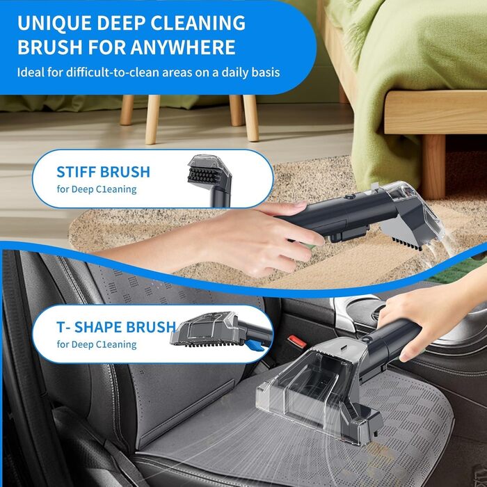 Портативний мийник для меблів та килимів 12kPa 450W: ефективне видалення плям з диванів, авто та килимів