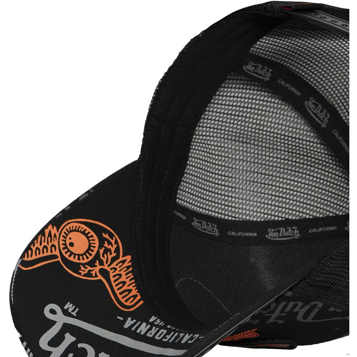 Кепка Von Dutch Trucker Snapback, чорно-оранжево-сіра, унісекс