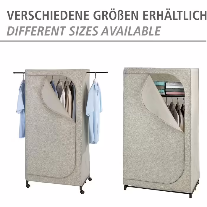 WENKO Wardrobe Model Balance with Shelf and Clothes Rail, Fabric Wardrobe for Dust-Free Storage of Textiles, Metal Frame, Breathable Non-Woven Material, 90x160x50 cm, Taupe