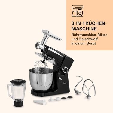 Klarstein Kitchen Machine, Universal Kitchen Machine, 3-in-1 Kitchen Machine, Mixing Appliances & Mixers, Dough Machine with Meat Grinder, Kitchen Machine, 2000 Watt Dough Machine Kneading Machine 10L Bowl Red