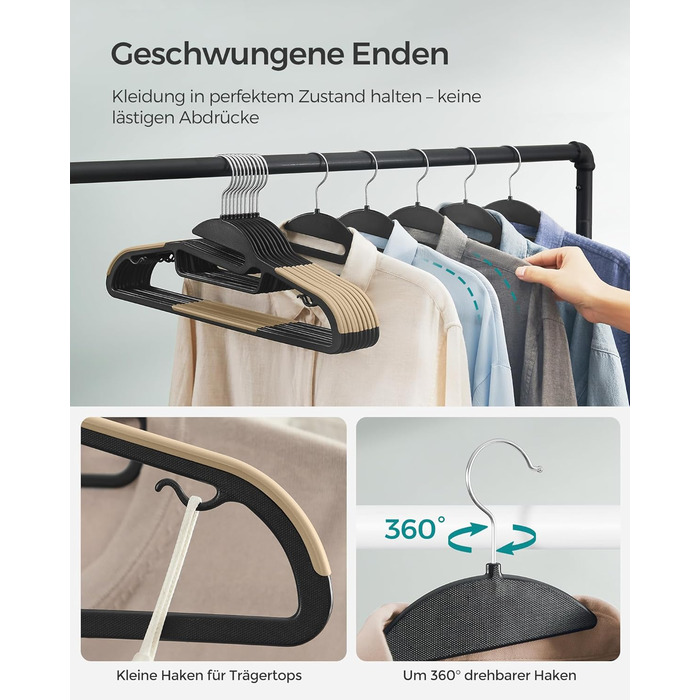 Набір вішалок SONGMICS, 20 шт., пластикові, обертовий гачок, сірий, для одягу