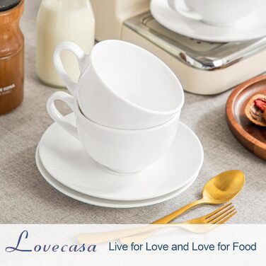 LOVECASA Кавовий сервіз з порцеляни, Sweet, 12-ти частинний, 230 мл, білий, для 6 осіб