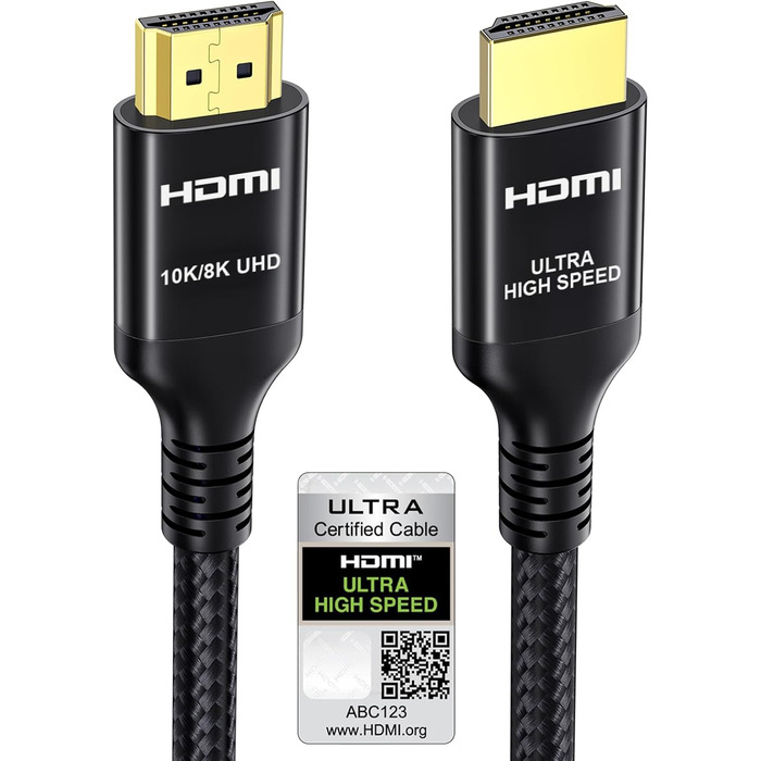 HDMI 2.1 кабель Etseinri 2 метри, 48Gbps, 4K 240Hz, 8K, eARC, HDCP2.3, HDR, Dolby Atmos, Vision для моніторів, телевізорів, проекторів, чорний