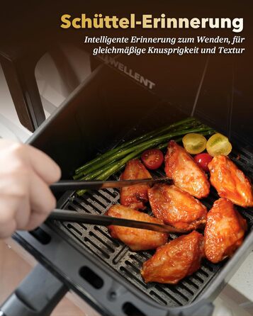 Фритюрниця повітряна WELLENT 2 камери, 2600W, 11л (4+7л) з сенсорним екраном, 10 функцій, для дому