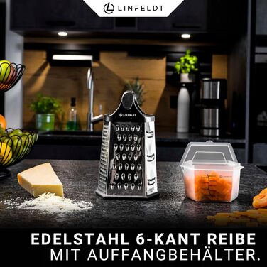 Терка кухонна зі сталі нержавіючої з контейнером, 23x14 см. Багатофункціональна терка для кухні, безпечна та зручна у використанні.