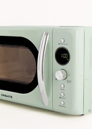Мікрохвильова піч Retro з грилем, 20л, кремово-білий колір, LCD-дисплей (пастельно-зелений)