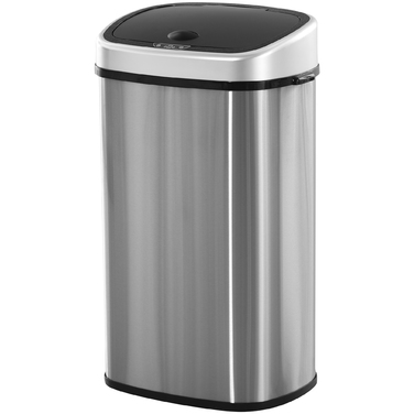HOMCOM 58L Automatic Trash Can with Infrared Sensor, Hygienic, Large, Stainless Steel Silver, L40.9 x B28.9 x H68 cm
