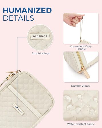 Органайзер для кабелів Bagsmart: кейс для електронних аксесуарів, подорожі, USB, зарядні пристрої, кабель для мобільного телефону, бежевий