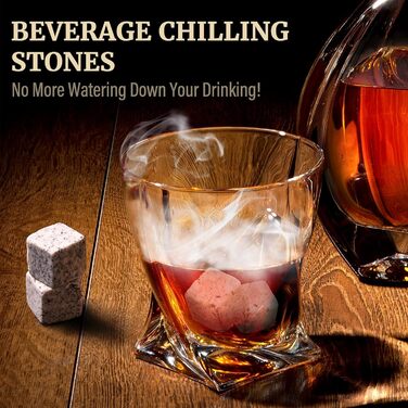 Набір для копчення віскі – Old Fashioned Cocktail Geschenkset: 6 дерев'яних чіпсів, 4 гранітні камені, запальничка та аксесуари для любителів віскі та коктейлів (без бутану), класичний набір