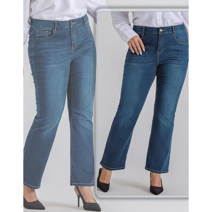 Жіночі джинси Bootcut Hanna Nikole великого розміру, висока талія, блакитний денім, еластичні