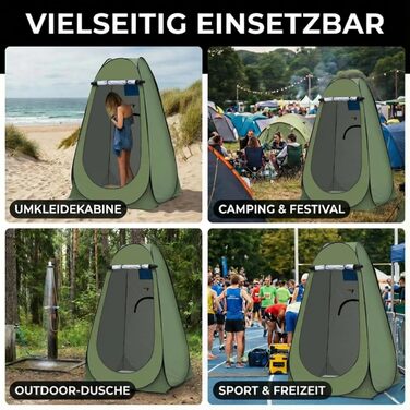 Зручне намет-туалет CLIPOP: портативна душова кабіна, ширма, захист від сонця, водонепроникність, 120x120x190 см, зелений