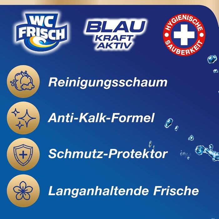 Очищувач для унітазу WC Frisch Kraft Aktiv з хлором, блокувальник запаху та освіжувач (набір 10 шт)