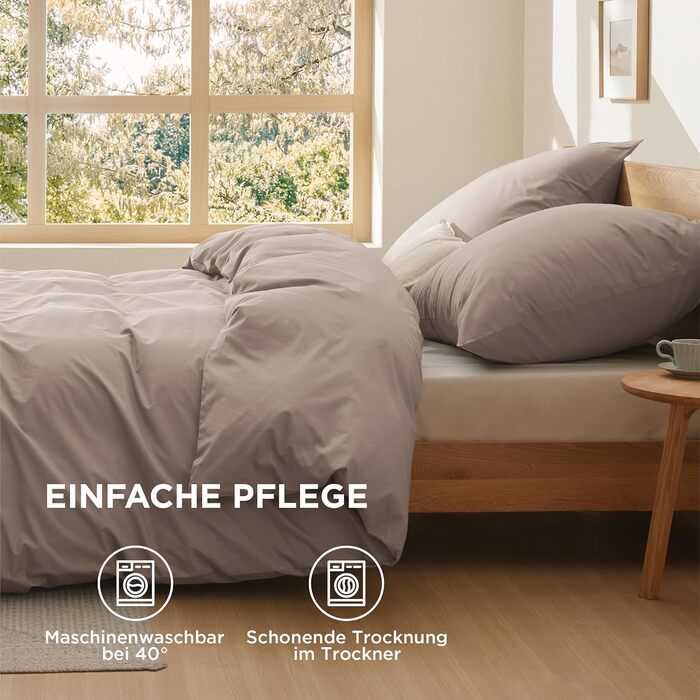 Комплект постільної білизни BEDSURE 135x200 з бавовни (4 шт.) - сірий колір, комплект з 2 наволочок 80x80 см, Oeko-TEX сертифікація, застібка на блискавку (155 x 220 см, хакі)