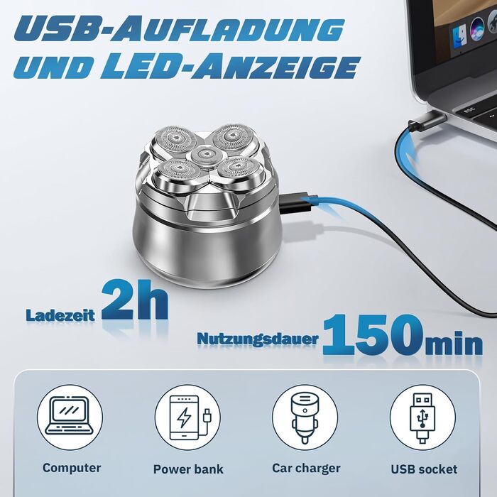 Електричний голковий голкоріз для чоловіків Luctry, 5D магнітний голкоріз для чоловіків з лисою головою, водонепроникний IPX7, для сухого та вологого гоління