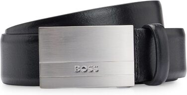 Чоловічий шкіряний ремінь BOSS Baxton з логотипом, чорний