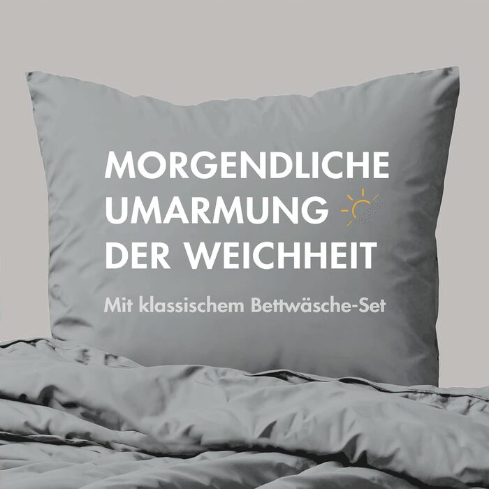Sleeptime 100% Cotton Bedding Set 240cm x 220cm White/Gray - soft & wrinkle-free duvet cover with button closures - two-tone bedding set with 2 pillowcases 60cm x 70cm