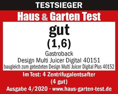 Електричний соковитискач Gastroback 40151 Design Multi Juicer Digital, 1300 Вт, XXL завантажувальний отвір (84 мм), 5 швидкостей