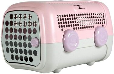 Транспортна переноска для собак та котів United Pets A.U.T.O. Design, Італія, рожево-сіра, з гігієнічним килимком, 51x37x33 см