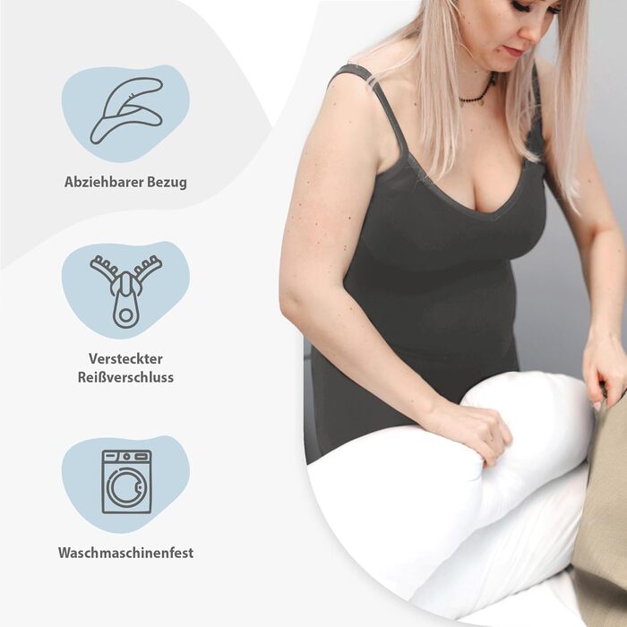 Подушка для вагітних Totsy Baby XXL: підтримка тіла, комфортний сон, бавовна Oeko-Tex, 190 см