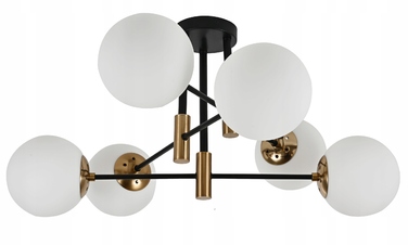 Підвісна люстра Krislamp, чорно-золота, на 6 ламп, цоколь E27