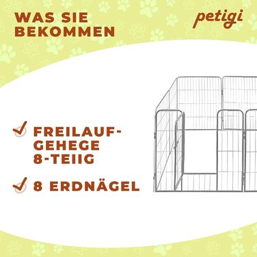Вольєр для цуценят Petigi, розкладний, сталевий, з порошковим покриттям, розмір 80x80 см, сітка 47 мм
