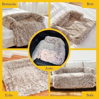 Ліжко для собак великих та маленьких порід, захист дивану, плюшеве, м'яке, дихаюче, ліжко для котів, тепле зимове, довговічне, зручне, миється, нековзне, подушка для собак (M 90x90x20 см, Темно-сірий)