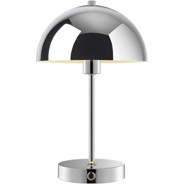 Mokebo® LED настільна лампа бездротова, акумуляторна, з регулюванням яскравості та USB-C, 'The Lighthouse', вінтажна лампа-горщик, грибний світильник та настільна лампа кольору тауп, метал, з батареєю, тепле біле світло, сріблястий колір