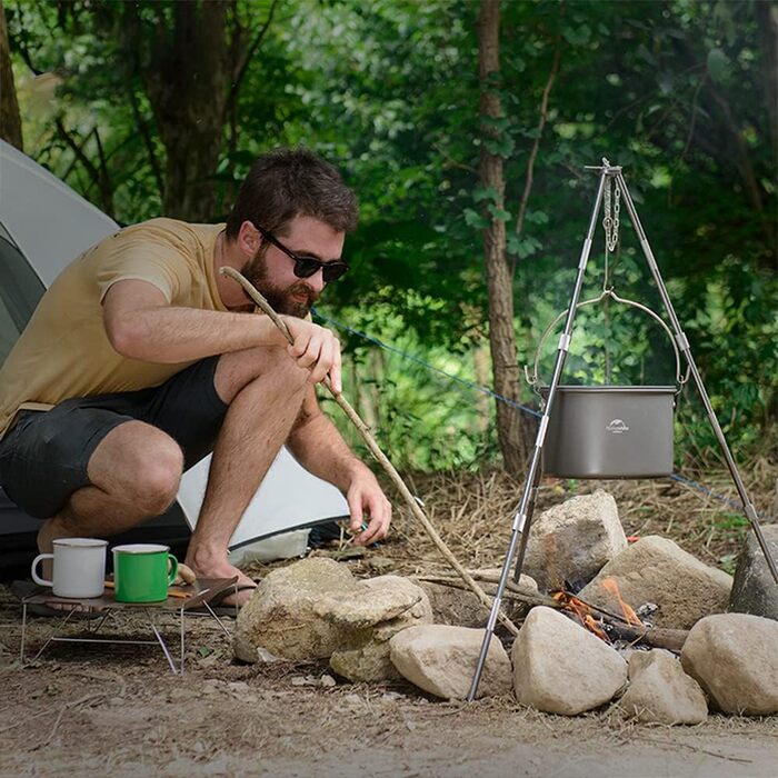 Каструля Naturehike для кемпінгу з кришкою, велика, підвісна, портативний набір посуду для приготування їжі на 1-6 осіб, сірий колір