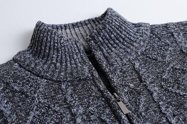 Чоловіча в'язана кофта-кардиган з коміром-стійкою та скандинавським візерунком. Тепла флісова куртка для чоловіків, XXL, темно-сірий