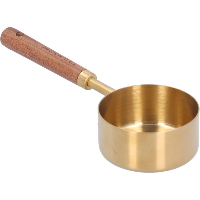 Yomiyuyr Measuring Cup Set and Wood, Stainless Steel, 4 Measuring Cups, 4 Measuring Spoons, for Kitchen Use, Ergonomic Design, 16.2oz