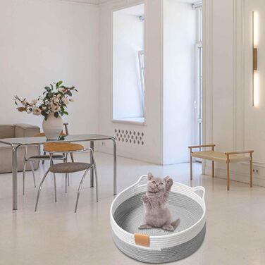 Квіткове ліжко для кота, 40 см, складаний кошик-гніздечко, дихаюче ліжко для домашніх тварин, стійке до подряпин, універсальне ліжко для кошенят, світло-сірий колір