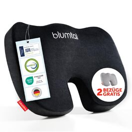 Подушка для сидіння Blumtal® з піною з пам'яті - кельоподібна подушка для підтримки спини - дихаюча подушка для куприка до 90-130 кг - подушка для офісного крісла - підтримуюче сидіння для стільця + 2 знімні чохли (жорстка, 90-130 кг)