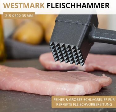Молоток для м'яса Westmark Robusto Black Edition, алюміній з антипригарним покриттям, 21,5 см, сріблястий