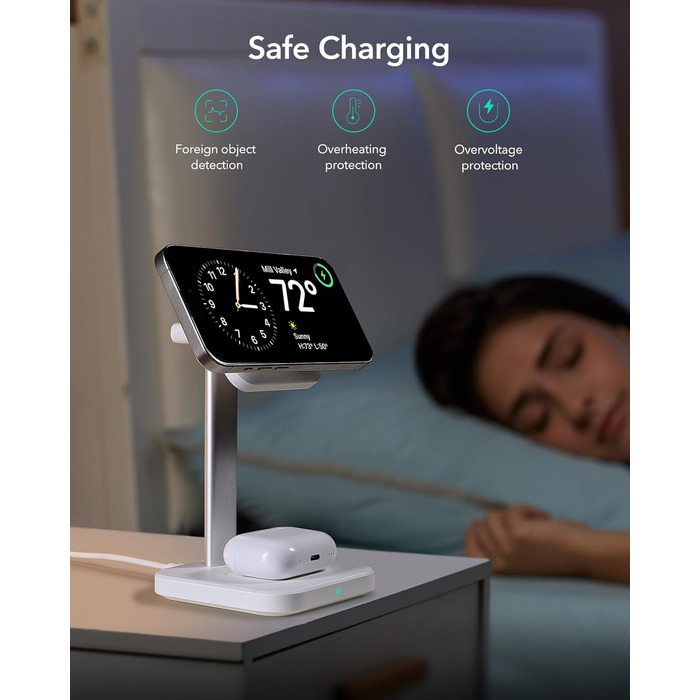 Зарядна станція 2-в-1 ESR MagSafe для Apple Watch та iPhone 17e/17/16/15/14/13/12, AirPods 4 - Біла