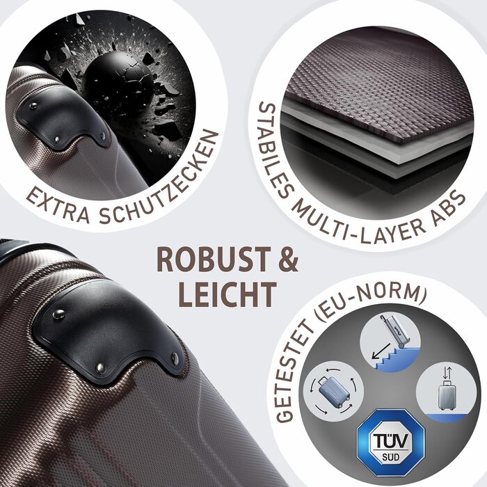 Набір валіз FERGÉ 3 шт. з твердим корпусом QUÉBEC - валіза-тележка (ручна поклажа, L, XL) з ABS пластику