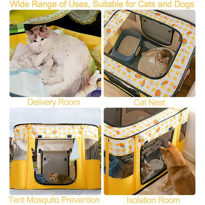 Розкладний вольєр для тварин, портативний, для цуценят, собак, кошенят, котів, Indoor/Outdoor, Pop-Up, розмір M, рожевий