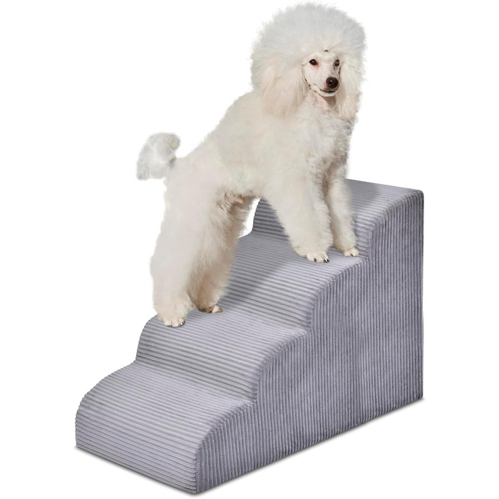 Сходинки для собак та котів на ліжко - 4 сходинки, неслизькі, знімні, миючі, для дому та авто (H: 50,8 см, сірий)