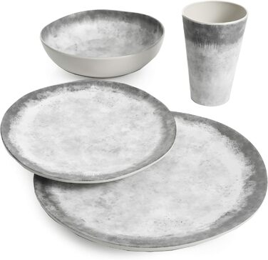 Набір посуду Gibson Home Woodlands, 16 предметів, Меламін, для 4 осіб, мармур