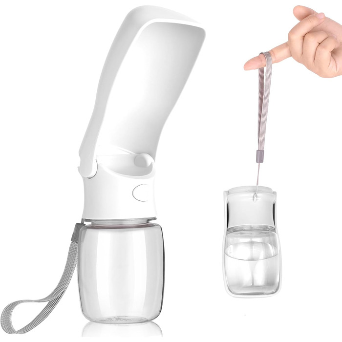 Складана пляшка для води для собак Canareen - портативна фляга для тварин для прогулянок, подорожей (біла, 350 мл)