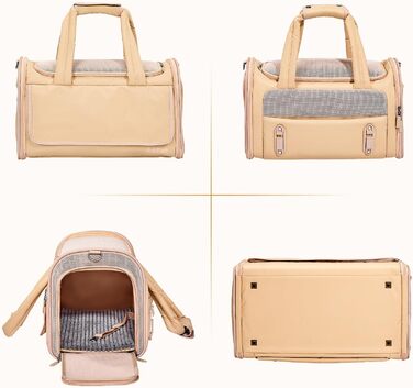 Транспортна переноска для собак та котів, Khaki M: водонепроникна, з антиковзною підкладкою та захистом від вітру