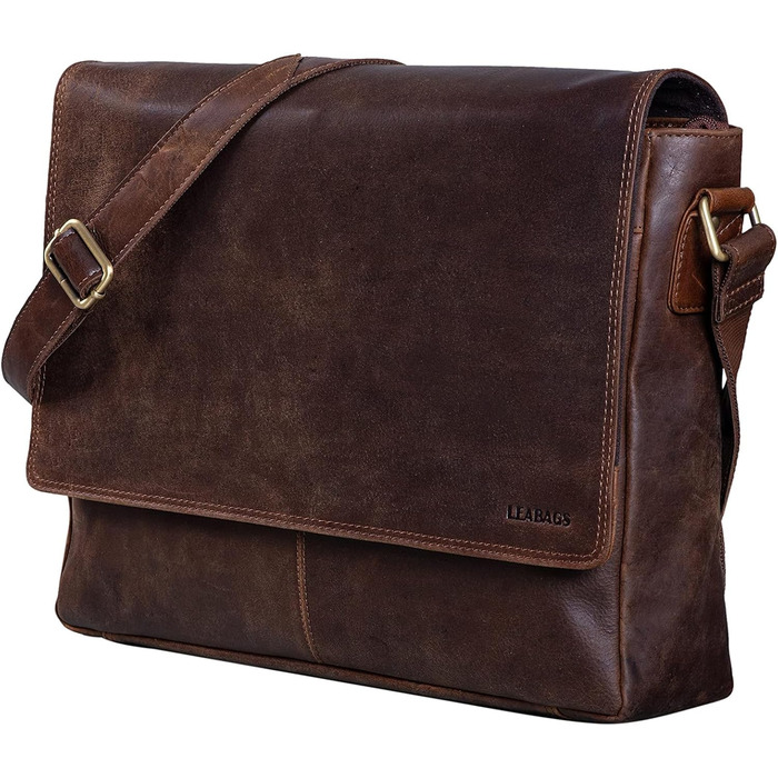 LEABAGS Лaptовна сумка Оксфорд шкіряна чоловіча/жіноча 15 дюймів – Messenger Bag з натуральної шкіри – робоча сумка, сумка через плече 38x31x10 см